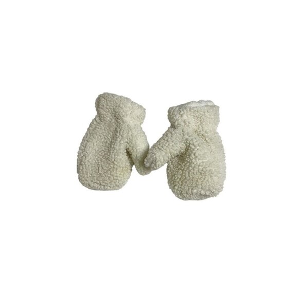 Carters Girls White Fleece Winter Mittens Sz 2T/5T Cozy Soft - Picture 1 of 4